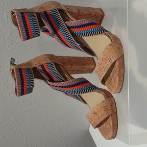 Sz 6.5 Jessica Simpson cork heeled sandals